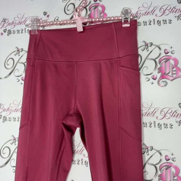 Victoria secret leggings pink gold logo pockets crop ankle fit tight yoga pants - Picture 7 of 8